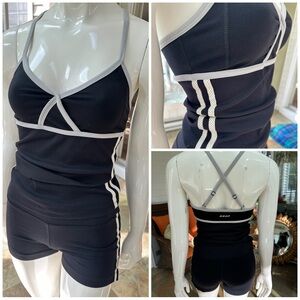 *SOLD*Bebe Sport 2pc Tracksuit Set, Blk/Pebble Gray/White, Sz XS Shorts, S Tank